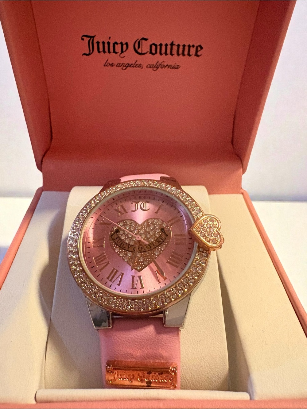 Juicy Couture Pink Crystal Heart Dial Women's Watch